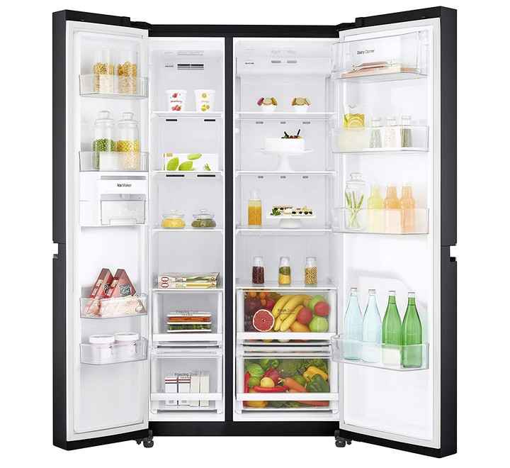 LG 687 L Double Door Side-by-Side Inverter Refrigerator (GC-B247SQUV Matt Black)